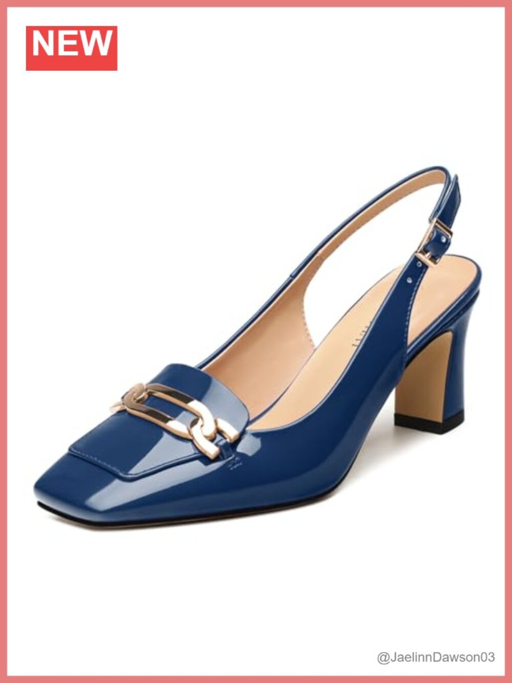 Slingback Heels Square Toe Block Heels 2.5 Inch